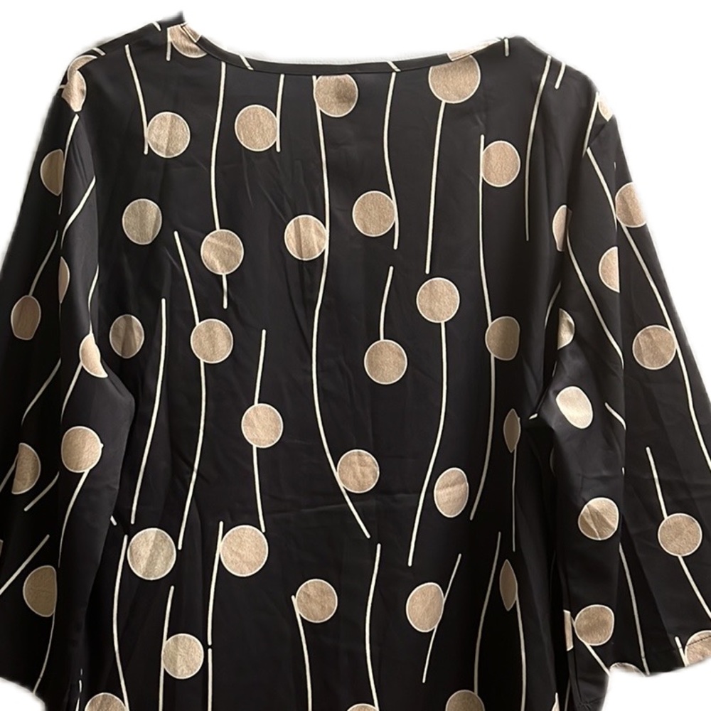 NoraCora, Circle & Line Print, Multi Color, V-Neck, Short Sleeve Top, Size L - Picture 5 of 8